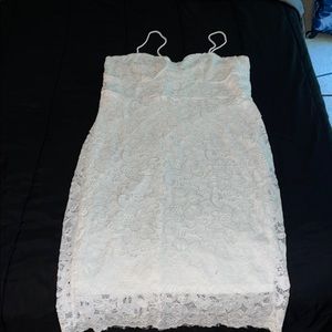 White floral midi strap dress